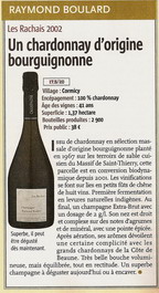 Dégustation Champagnes - Revue du Vin de France Décembre 2008 - Cuvée Les Rachais